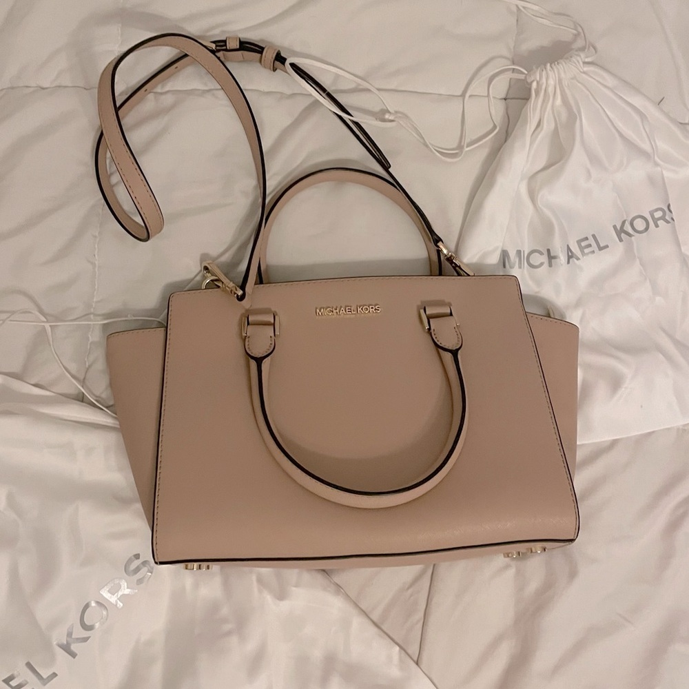 Michael Kors Blush Light Pale Baby Pink Crossbody Purse Small Tote